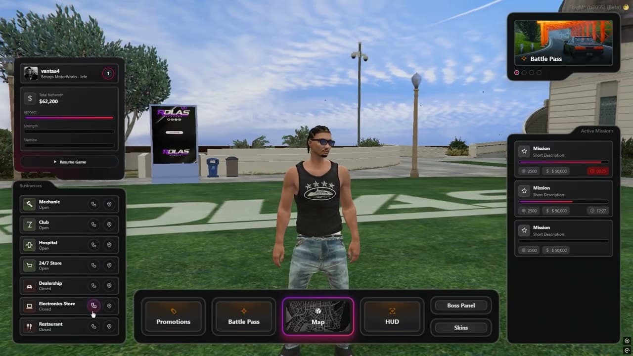 Preview de Vanta Pause Menu